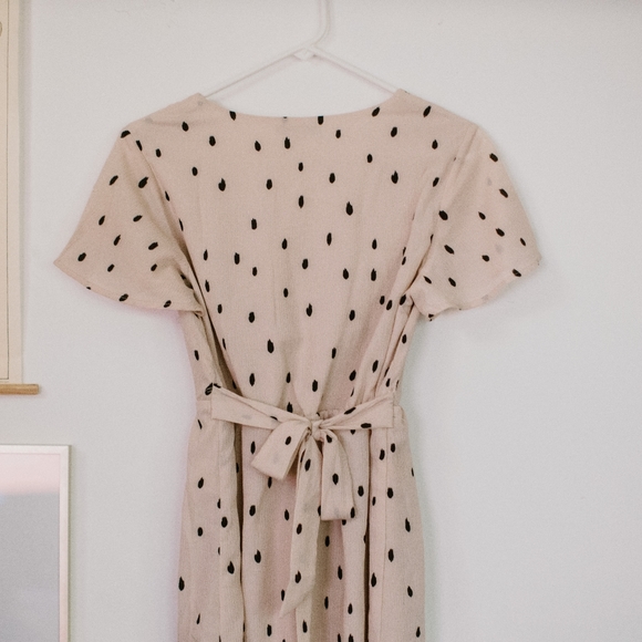 Polagram Polka Dot Midi Faux Wrap Dress - Picture 2 of 4